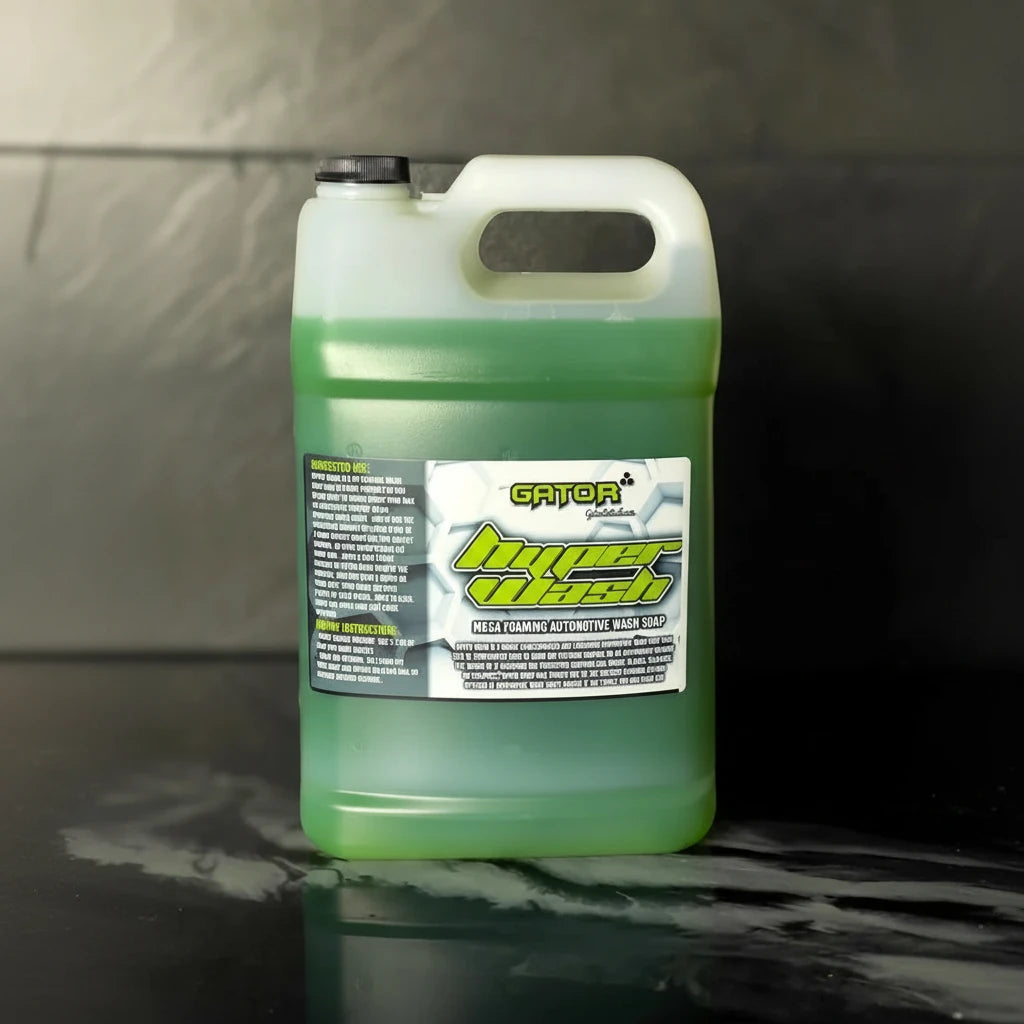 Gator Hyper Wash wax-free car wash soap bottle, pH-neutral automotive shampoo with thick foaming suds safe for ceramic-coated vehicles.