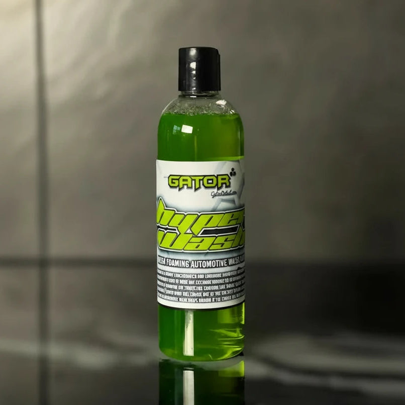 Gator Hyper Wash wax-free car wash soap bottle, pH-neutral automotive shampoo with thick foaming suds safe for ceramic-coated vehicles.