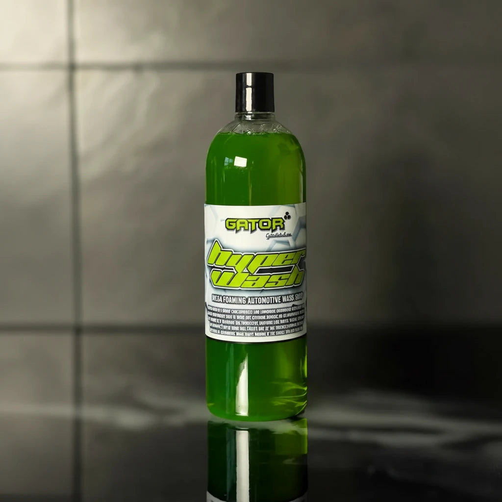 Gator Hyper Wash wax-free car wash soap bottle, pH-neutral automotive shampoo with thick foaming suds safe for ceramic-coated vehicles.