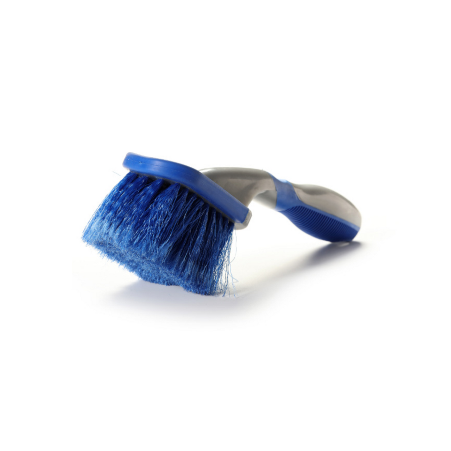 Blue brush with bristles on a white background